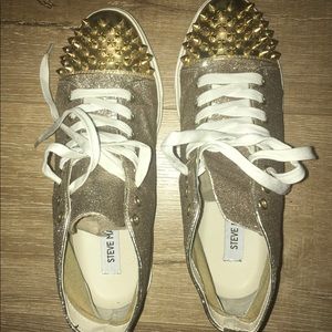 Steve Madden gold color rivet sneakers, size 8.5